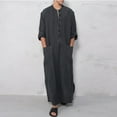 thumbnail image 2 of Spring Sale 2024！Hontri Muslim Dress Men Comfortable Blouse Topcoats Long Dresses Sleeve Men's Long Muslim Muslim Clothes Big And Tall Mens Arab Thobe Grey,Xl, 2 of 6
