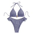 thumbnail image 6 of Bikini Sets for Women Ruffled Halter Triangle Bikini Top with Swim Bottom Two Piece Swimsuit Bathing Suit, 6 of 6