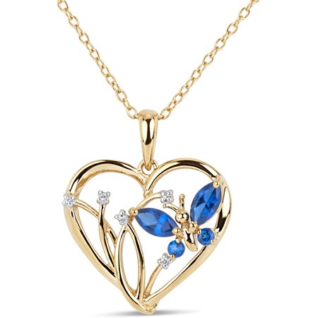 Kashmir Blue Topaz And Round White Topaz Swarovski Genuine Gemstone 18kt Gold Over Sterling Silver Heart Pendant 18 Inches