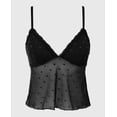 thumbnail image 4 of Cami With Heart Mesh And Lace Trim in Tuxedo Black, 4 of 5