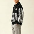 thumbnail image 5 of Iyufng Half Zip Striped Sweatshirts for Boys Ribbed Cuff Relaxed Fit Daily School Long Sleeve Kids Collared Pullover, 5 of 8
