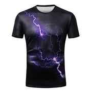 3D Lightning Printed Men Short Sleeve T-Shirt Round Collar Male Shirt Tops multi-color mixed L