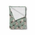 thumbnail image 2 of Pug Soft Flannel Fleece Throw Blanket, Dogs Various States Sitting Standing Stretching Cartoon Style Pet Drawing, Cozy Plush for Indoor and Outdoor Use, 70" x 90", Turquoise, by Ambesonne, 2 of 6