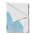 thumbnail image 2 of Seagulls Soft Flannel Fleece Blanket, Seagull at the Beach with Umbrella Waves Sand at Seaside Sunny Sky Cartoon Print, Cozy Plush for Indoor and Outdoor Use, 60" x 80", Multicolor, by Ambesonne, 2 of 5