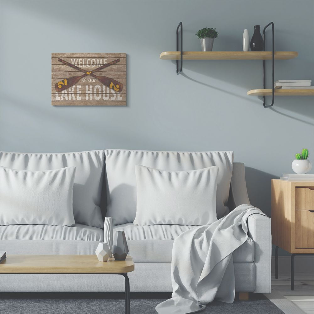 Stupell Industries Welcome Lake House Country Home Word Design Canvas Wall Art by Stephanie Workman Marrott