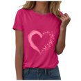 thumbnail image 5 of Women Breast Cancer Print T Shirt Short Sleeve Women Short Sleeve Round Neck Tee Comfy Casual Vacation Clothes, 5 of 8