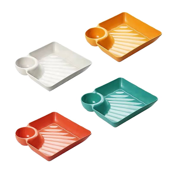 Niceauty 4pcs Japanese Serving Plate Chip and Dip Serving Platter PP Assorted Color for Households Simple and Modern