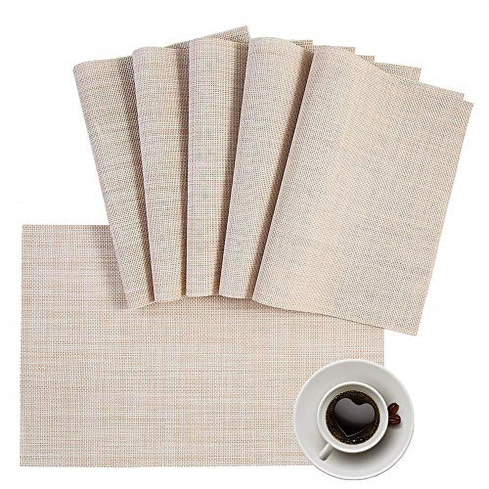DOLOPL Table Mats Beige Placemats Set of 6 Easy to Clean Wipeable