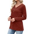 thumbnail image 3 of Womens Knitted Ribbed Fall Clothes, Long Sleeve Pullover for Women Fashion Loose Fit Solid Color Button Up V Neck Sweaters, 3 of 6