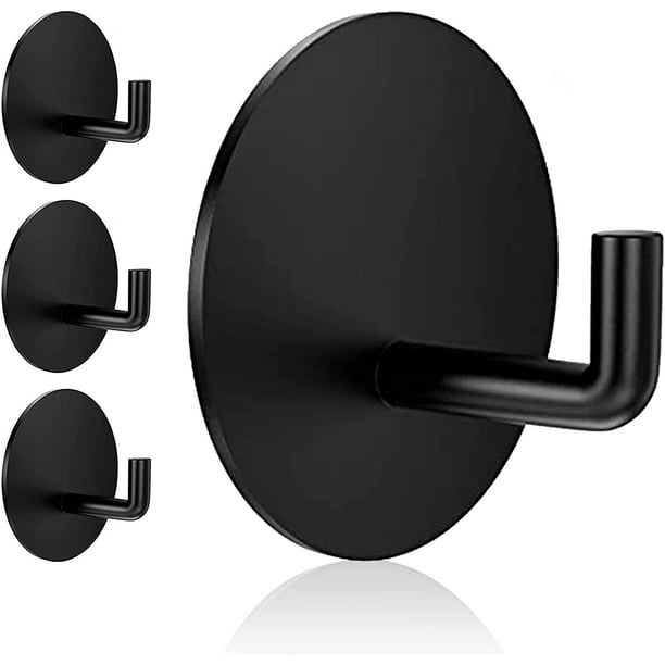 Resistente al agua en ganchos de ducha para colgar esponja vegetal, toallas, ropa, batas para baño, pared adhesiva extraíble, gancho de puerta de acero inoxidable, ganchos negros para pegar en ga