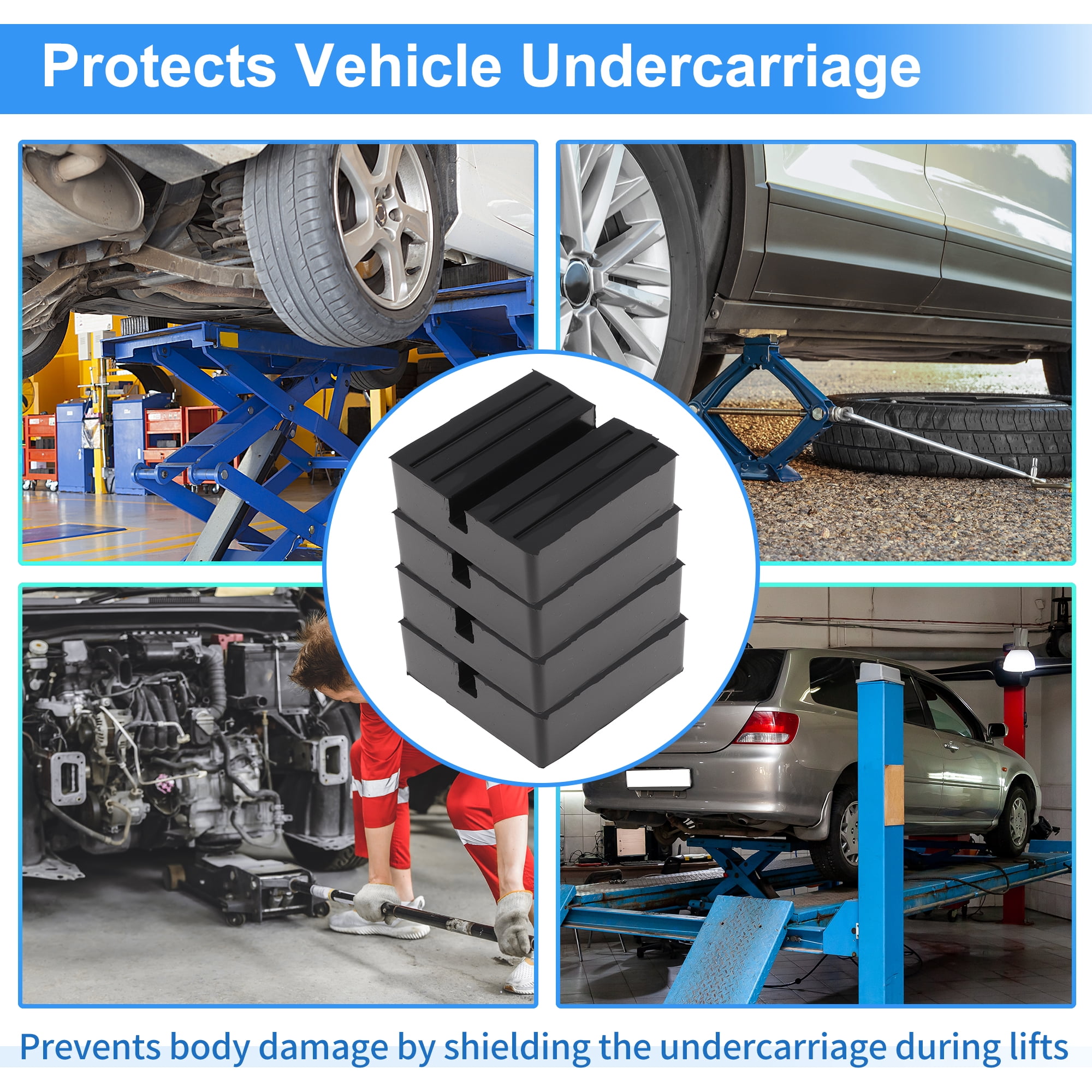 Unique Bargains Car Jack Pads Universal Heavy Duty Rubber Floor Jack Pad 4-5Ton Adapter 3″L x 3″W x 1″H Anti-Slip Protect Frame Jack Stand Pads for Vehicle Black 4pcs