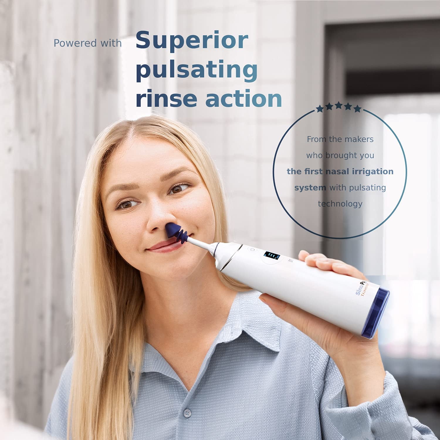 SinuPulse Traveler - Cordless Pulsating Sinus Irrigation, Nasal Rinse, Cleaner & Relief Machine for Travel - Relieve Congestion with Advanced Pulse Rinsing System