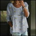 thumbnail image 2 of WZXFASHION T-shirt à Imprimé pour Femmes, T-shirt à Manches Mi-Longues à Col Rond, T-shirt à Manches 3/4, T-shirt Ample Grande Taille pour Femmes, Liquidation, T-shirt à Manches Longues pour Femmes, 2 of 3