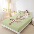 thumbnail image 4 of Feelyou Pink Cherry Blossoms Queen Sheet Sets, Happy Western Easter Flat Sheet, Rustic Wooden Cabin Queen Fitted Sheet, Lightweight Room Decor, 4pcs, 4 of 7