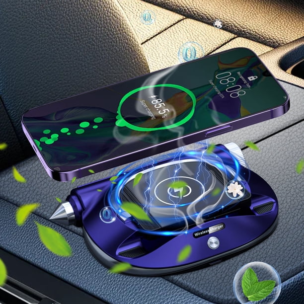 Fiudx Ofertas relámpago del día, solo en línea Aromaterapia para coche, decoración interior del coche, instrumento de aromaterapia, cargador inalámbrico de 15 W, soporte para coche, número de teléfon