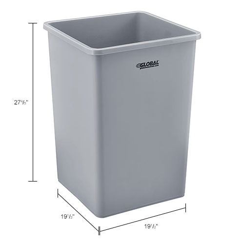 Global Industrial Square Plastic Trash Can 35 Gallon Gray