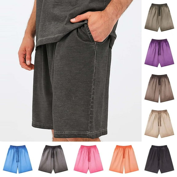 Mens Shorts with Pockets Big and Tall Elastic Waist Solid Color Lightweight Outdoor Pants Workwear for Men Travel Golf Camping Gifts for Men Gray XL