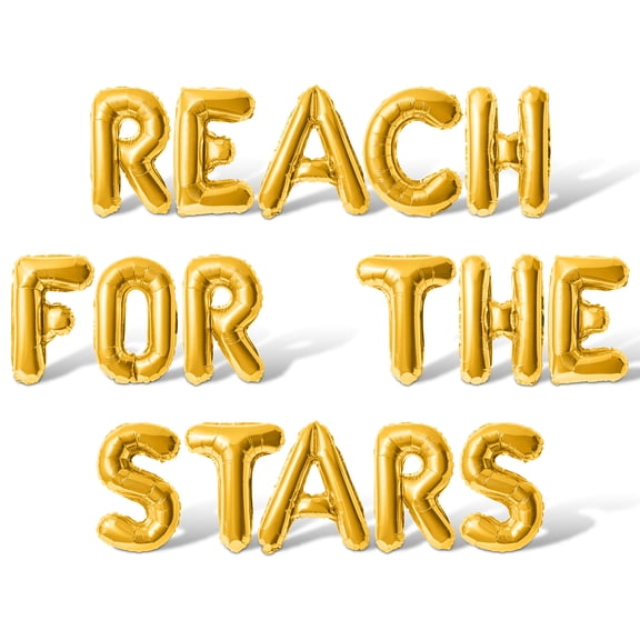 Letter Balloons - REACH FOR THE STARS 16" Inch Alphabet Letters Foil Mylar Balloon Birthday Party Banner (Gold)