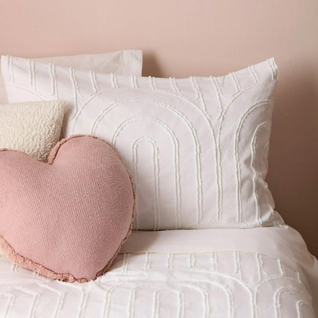 Bouclair Collection Lorene Blanche - Ensemble Housse de Couette Double