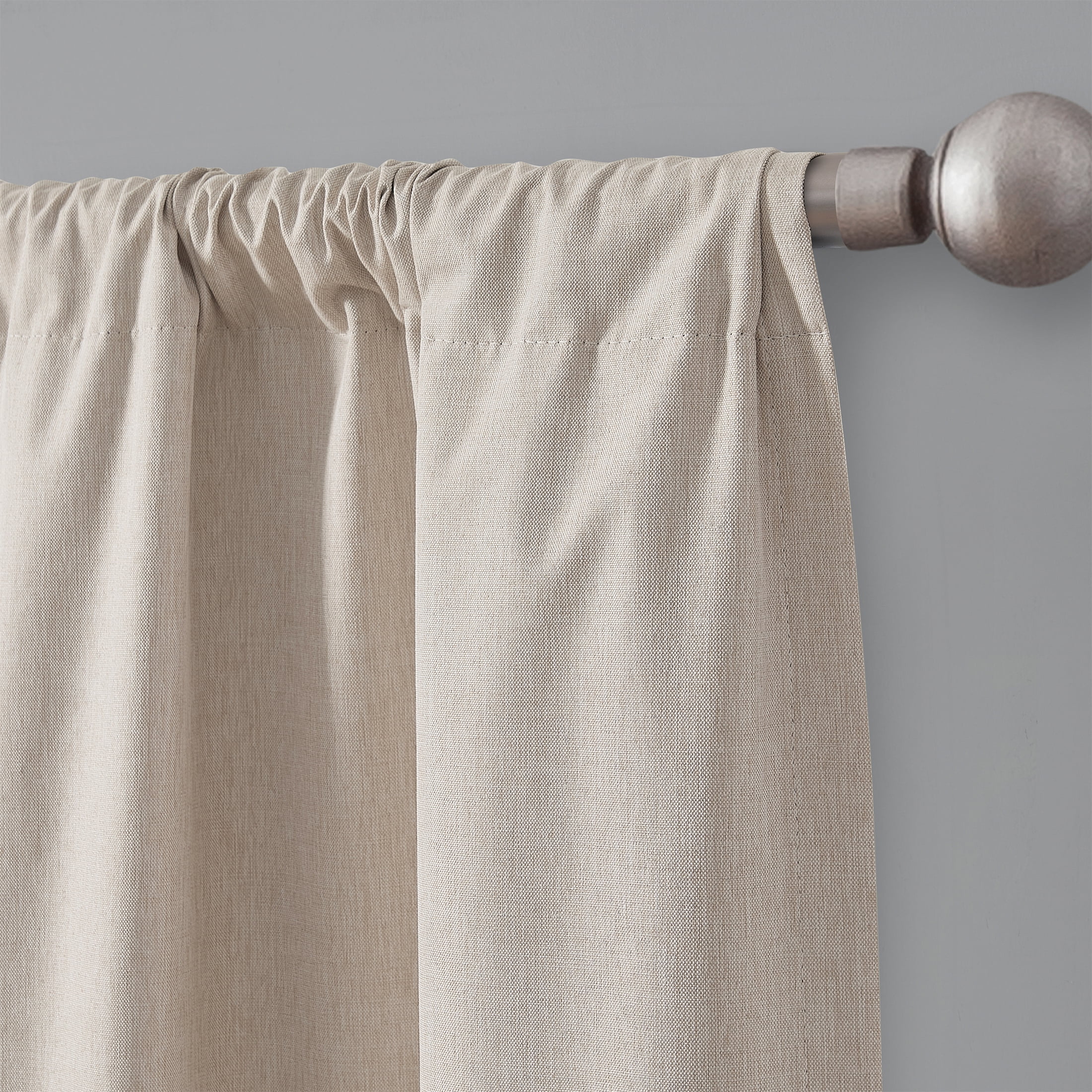Mainstays Iris Linen Look 100% Blackout Curtain Panel Pair, Set of 2 Room Darkening Drapes for Bedroom, Beige, 37"W x 95"L