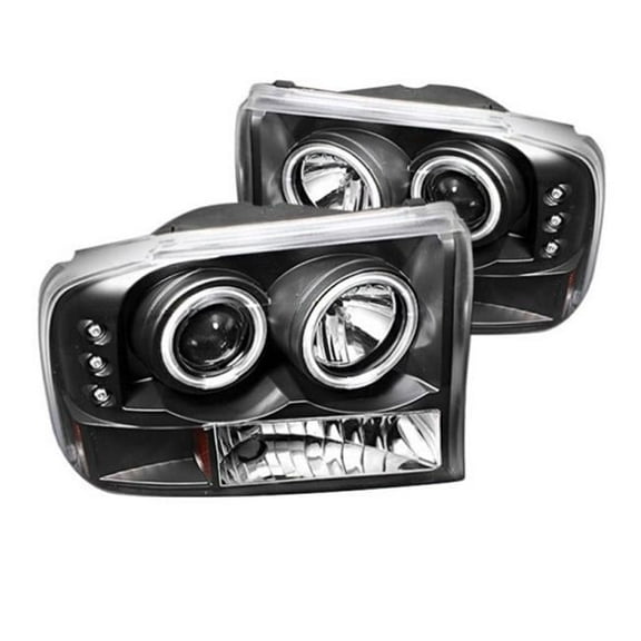 1999-2004 Ford F250 Super Duty Black Halo Projector LED Headlights