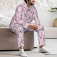 thumbnail image 7 of Naloa Butterfly Men’s Pajamas Set - Long Sleeve Button Down Sleep Shirt and Pajama Bottoms Sleepwear Set-Small, 7 of 7