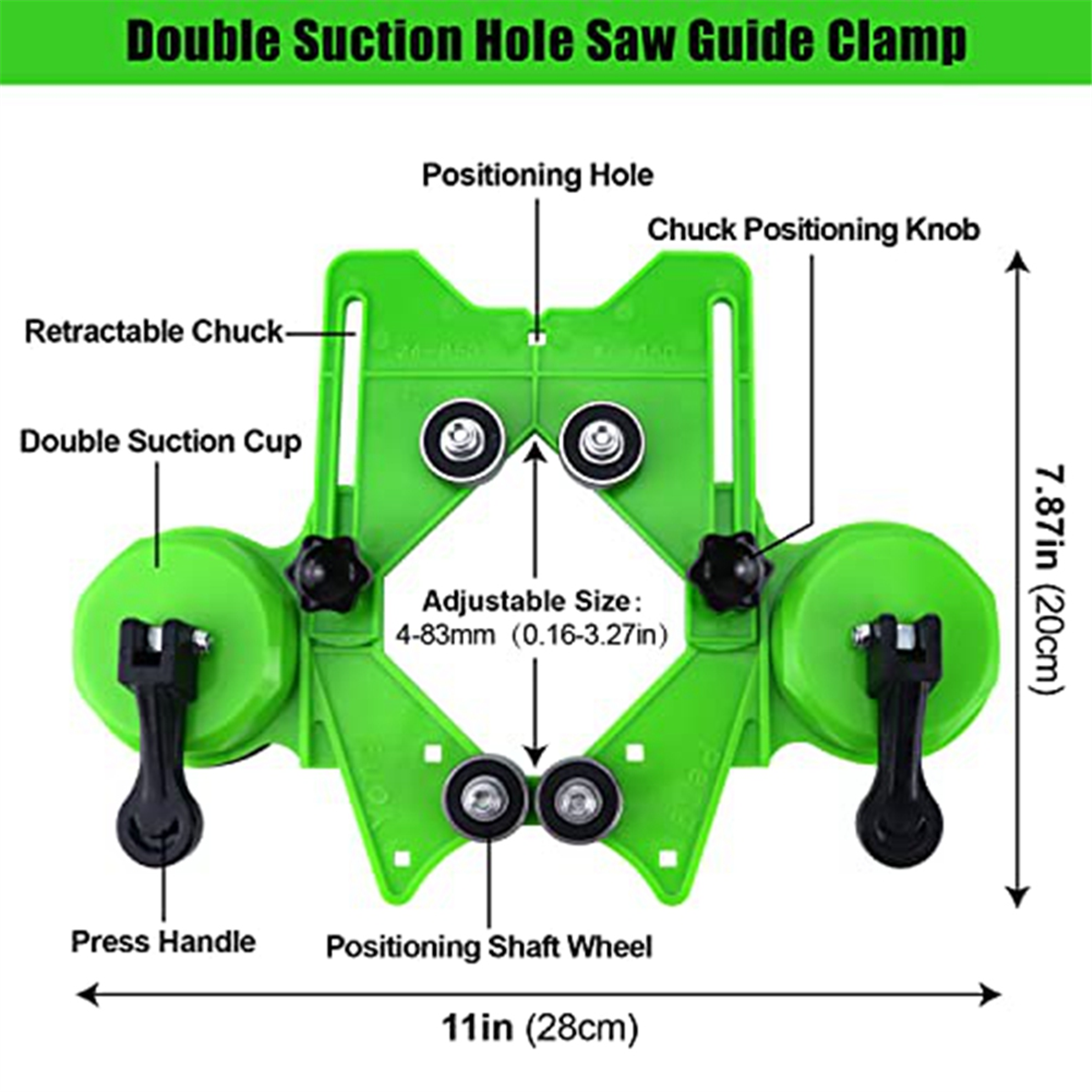 Diamond Hole Saw Kit 17PCS Drill Bits Sets with Double Suction Cups Guide Jig Fixture From 4mm-83mm Hollow Drill Set
