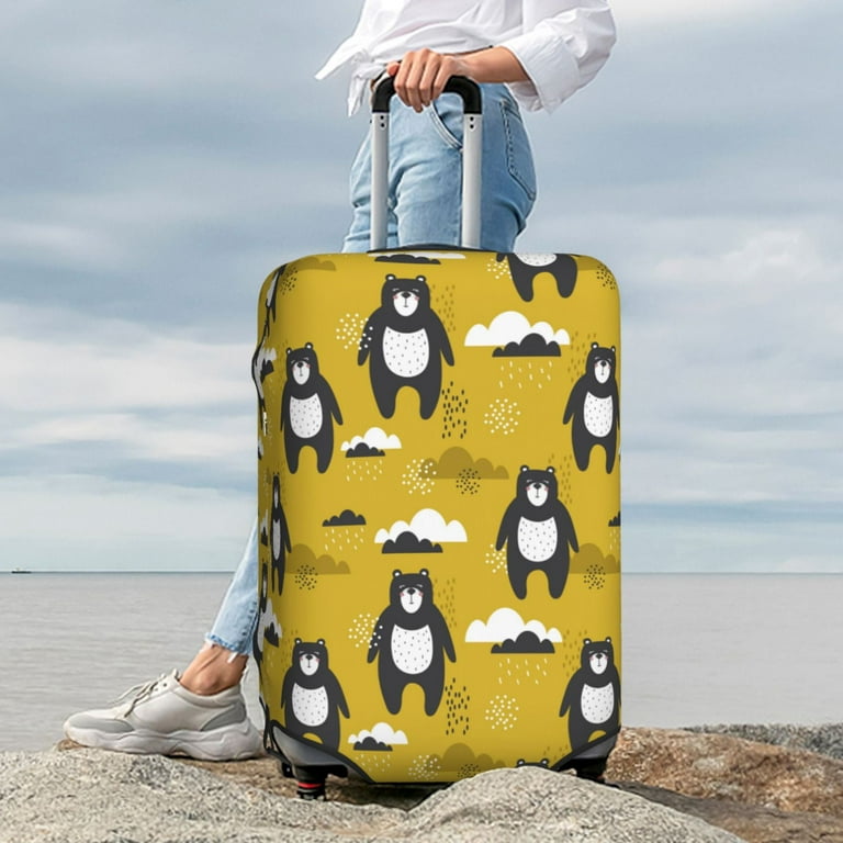 Uemuo Cartoon Bear Yellow Printed Washable Luggage Cover Fashion