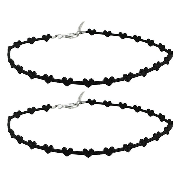 2 gargantillas de corazón para mujer, collar de moda, collar para mujer, collar de corazón, elegante gargantilla de corazón, collar para mujer y niña