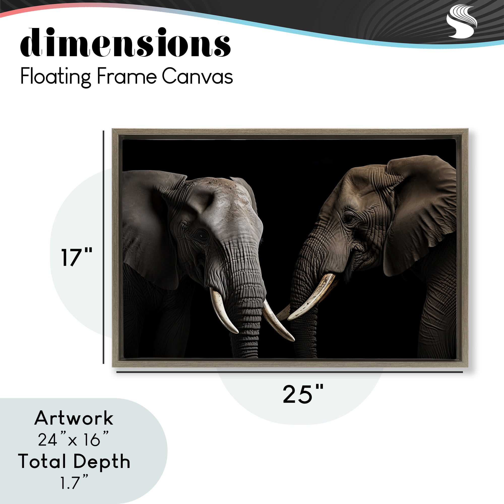 Pachyderm Elephant Pair Brown Framed Floater Canvas Wall Art, design by Decent Exposures