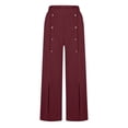 thumbnail image 4 of Timegard Pants for Women Elastic High Waisted Button Straight Leg Solid Color Casual Loose Comfy Pants, 4 of 6