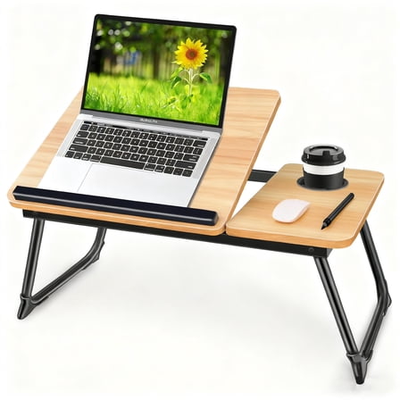 Adjustable Laptop Desk for Bed, Bed Table for Laptops, Laptop Stand for Beds, Lap Desk Foldable Bed Desk for Laptops and Writing, Portable Beds Tray Table with Cup Holder
