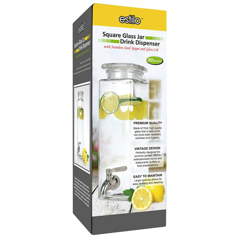 80 Oz Clear Rectangular Mason Jar Beverage Storage for Fridge