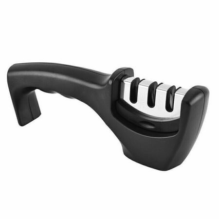 

MDHAND 3 Stages Knife Sharpener Ceramic Tungsten Kitchen Knives Blade Sharpening System Tool for Straight and Serrated Knives and Scissor Black