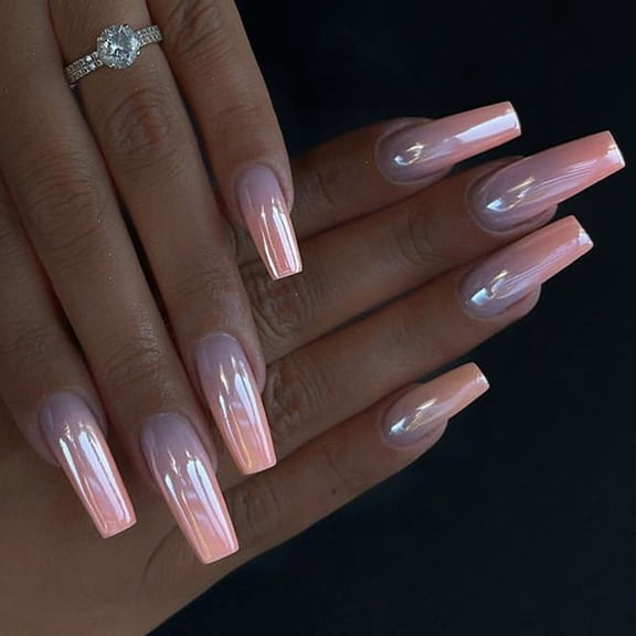 24Pcs Fashionable Long Square French False Nails Set Acrylic on Nails Winter Artificial Nails For Women
