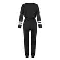 thumbnail image 6 of Womens Plus Size Casual Sweatsuit Set with Striped Sleeve Top and Jogger Pants for Lounging and Outdoor Black M, 6 of 8