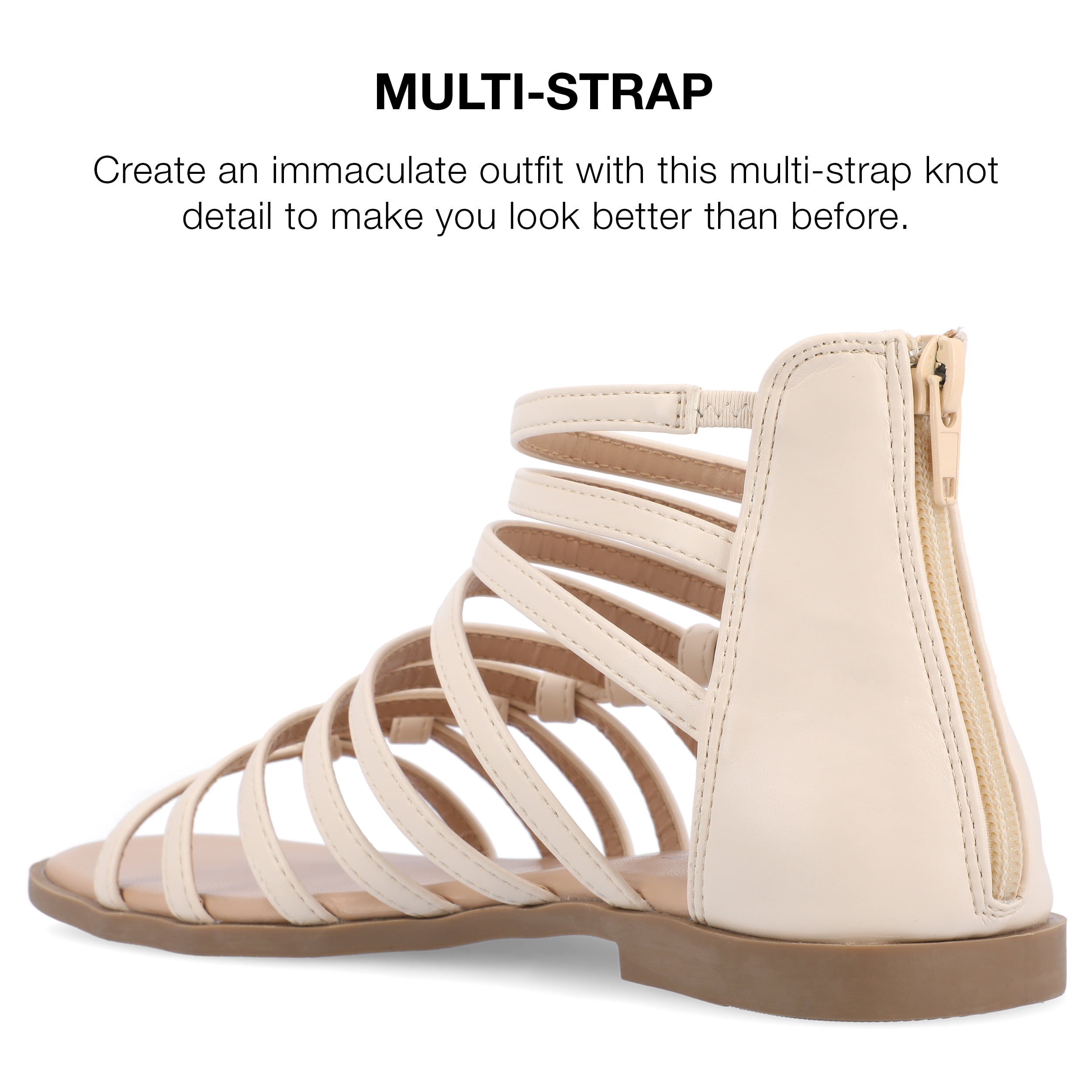 Journee Collection Womens Petrra Faux Leather Ankle Gladiator Sandals