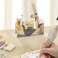 thumbnail image 7 of WOBOGO Black Cat on Branch Acrylic Pen Holder 4 Compartments Clear Pencil Organizer Makeup Brush Storage Case, 7 of 7