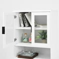 thumbnail image 5 of 63 Inch Tall Storage Cabinet with 2 Glass Display Door and 2 Wood Door, Modern Cabinet with Storage Shelves for Dining Room, Living Room, Bathroom, Office, White, 5 of 7