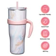 thumbnail image 3 of Stainless Steel Vacuum Insulated Tumbler - THILY 40 oz Coffee Travel Mug with Handle and Lids, Sweat Proof, Keep Drinks Cold for 34 Hours or Hot for 12 Hours, Pink Ripple, 3 of 5