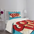 thumbnail image 5 of Ambesonne Vintage Quilted Bedspread Set 2 Pcs, Comic Book Strip, Twin Size, Pale Blue Red Yellow, 5 of 6