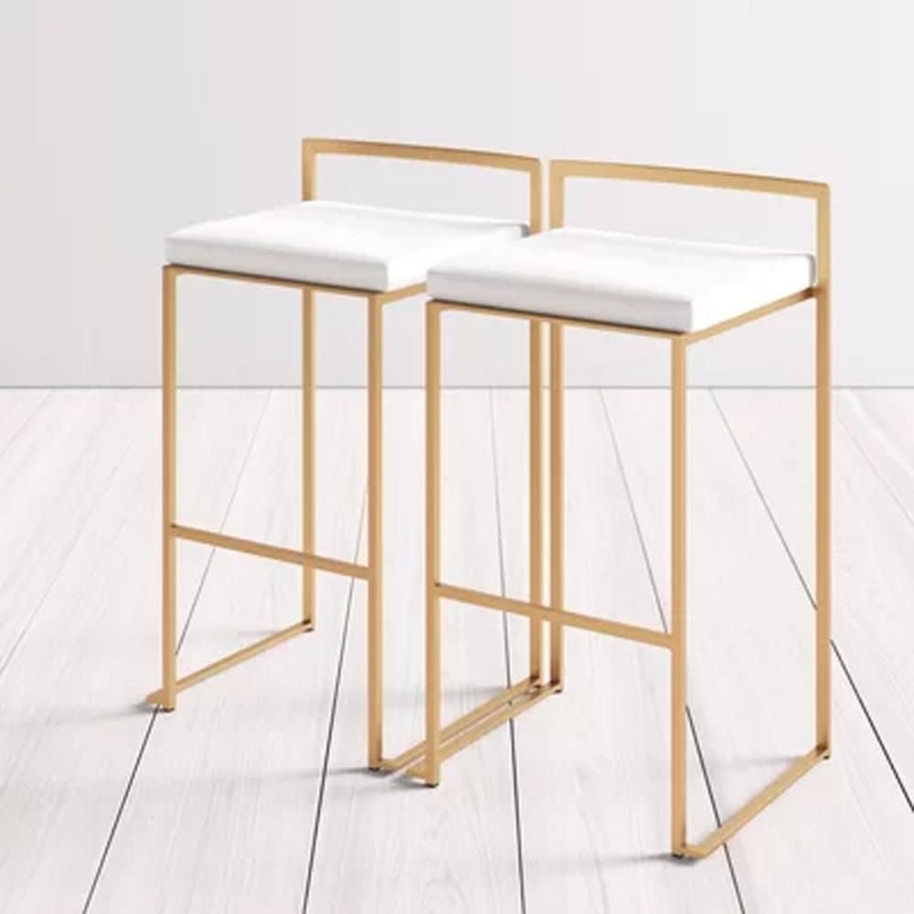 Tabouret Heavenly Collection avec cadre en acier inoxydable doré LOT DE 6