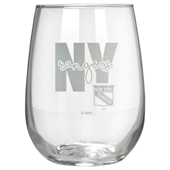 New York Rangers Etched 17oz. City Stemless Wine Glass