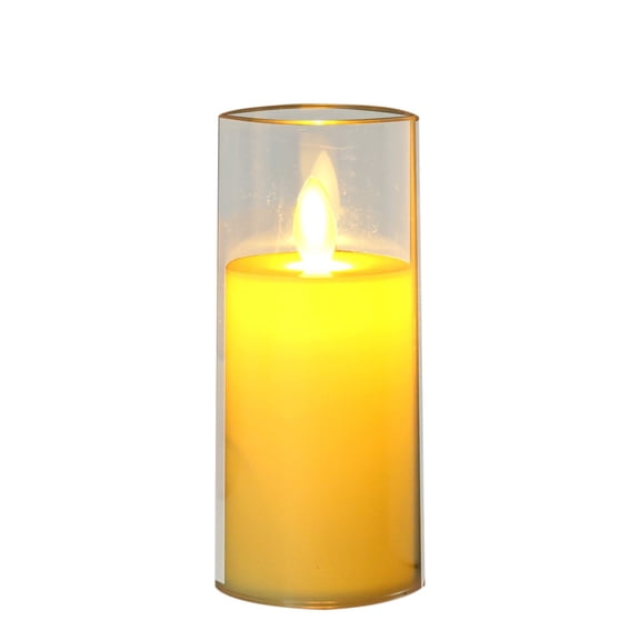 Btomtd LED Electronic Candle in Acrylic Glass Cup, Flameless Candles Lights for Christmas Birthday Wedding, Ambience Decoration Candles, 2"x2"x3.9", S