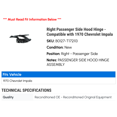 thumbnail image 2 of Right Passenger Side Hood Hinge - Compatible with 1970 Chevy Impala, 2 of 2