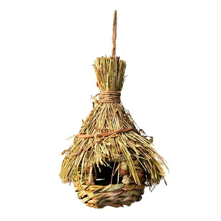 Birdhouse for Outside Hanging,Hummingbird House,Natural Grass Hand Woven Bird Nest Hut for Finch & Canary - Style2 S