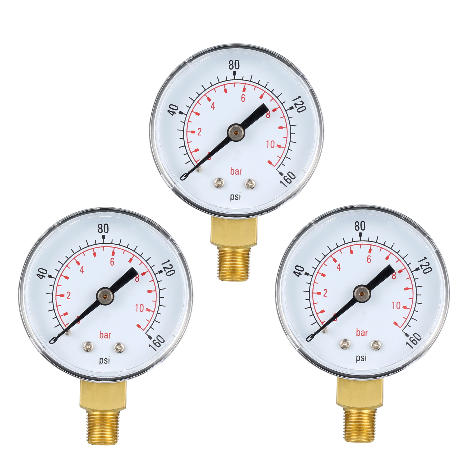 Pressure Gauge 1/8NPT Mini Pressure Gauge for Water Fuel Oil air 0-160 psi/0-10 bar NPT Thread 1/8 inch Pressure Gauge 