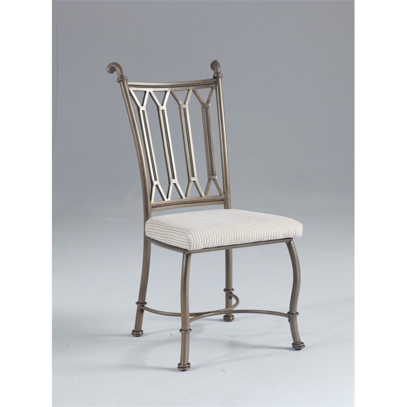 Chintaly Metal Dining Chair in Matt Bronze and Beige