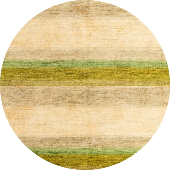 Ahgly Company Indoor Round Abstract Gold Solid Area Rugs, 3' Round