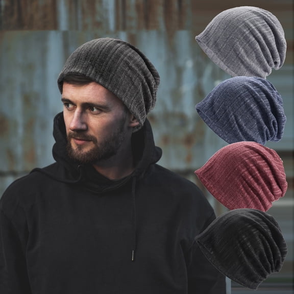 Hot Sales Under $5 Dark Gray Winter Beanie GIJNRIUIUA Men's and Women's Warm Soft Hat Lightweight Slouch Solid Color Knitted Hats Soft Hat for Autumn and Winter Hijab Turban